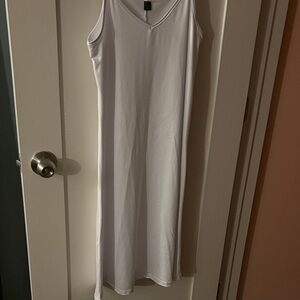 Classic White High-Low Slip Dress